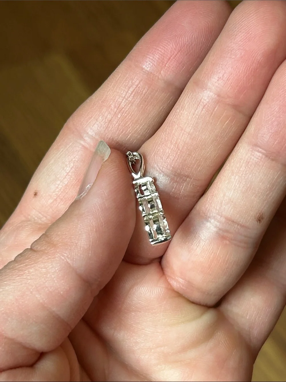 Vintage Clear Sparkly Rhinestone Necklace Sterling Silver Chain